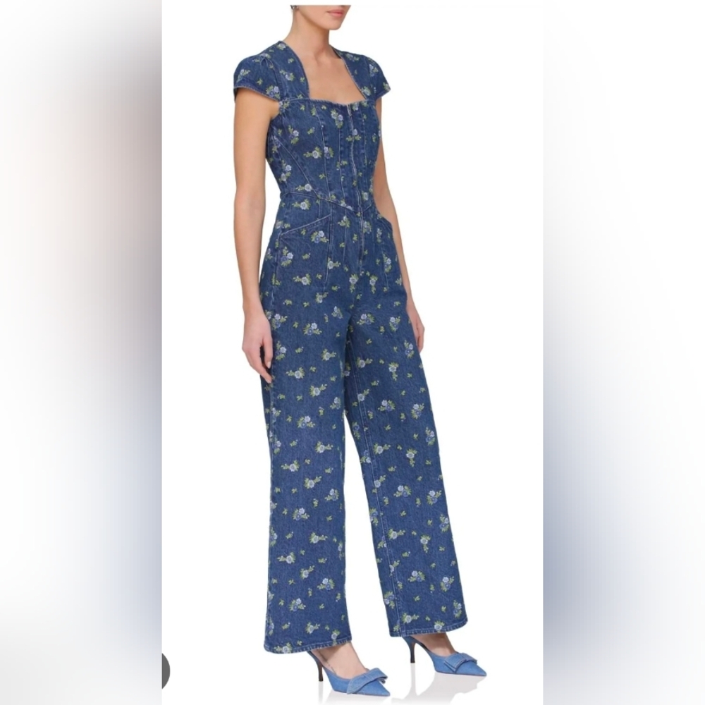 Avec Les Filles Blue Floral Maxi Dress